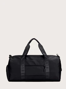 Letter Sequins Decor Duffel Bag - Black - View 4