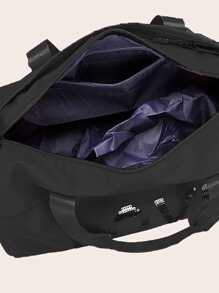 Letter Sequins Decor Duffel Bag - Black - View 6