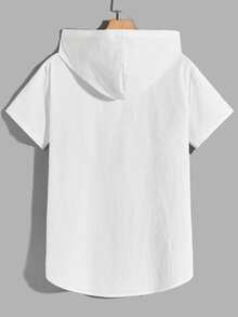 Manfinity Men Half Zip Hooded Shirt - White - View 2