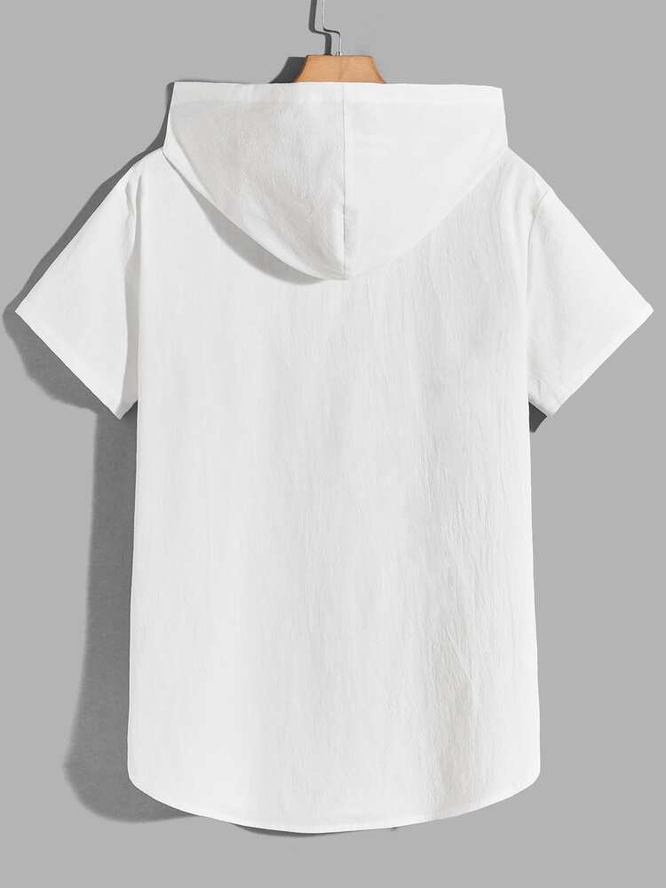 Manfinity Men Half Zip Hooded Shirt - White - View 2