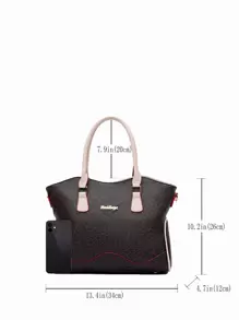 Fish Bone Print Tote Bag 6pcs - Black - View 3