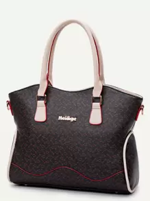 Fish Bone Print Tote Bag 6pcs - Black - View 2