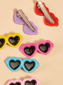 2入組心太陽鏡形狀隨機寵物毛髮夾 - 彩色 - 查看 4