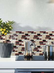 SUPSTICKER 1 件/9 件/24 件 2D 效果大理石纹理加厚水晶厨房贴纸防水防油厨房浴室背景墙贴家居装饰自粘防潮墙纸 7.87x3.94 英寸 - 彩色 - 查看 4