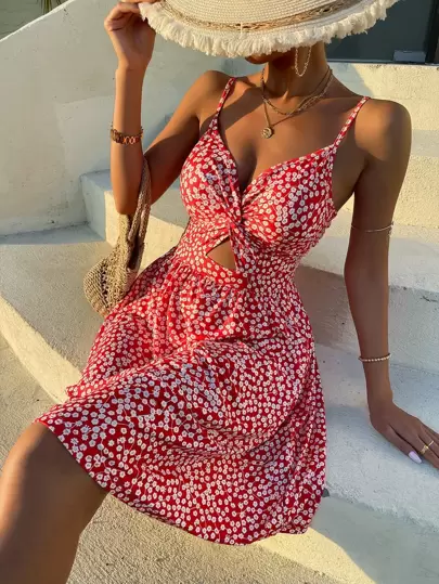 Robeàfinesbridesfleuritorsadé - Top SHEIN