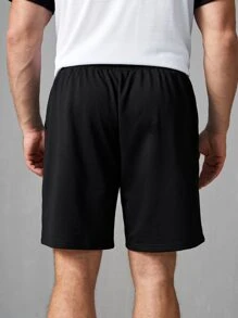 Manfinity 男士日文圖案和中國龍圖案短褲 - 黑色 - 查看 2