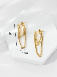 鏈條流蘇耳墜 - 金黃色 - 查看 3