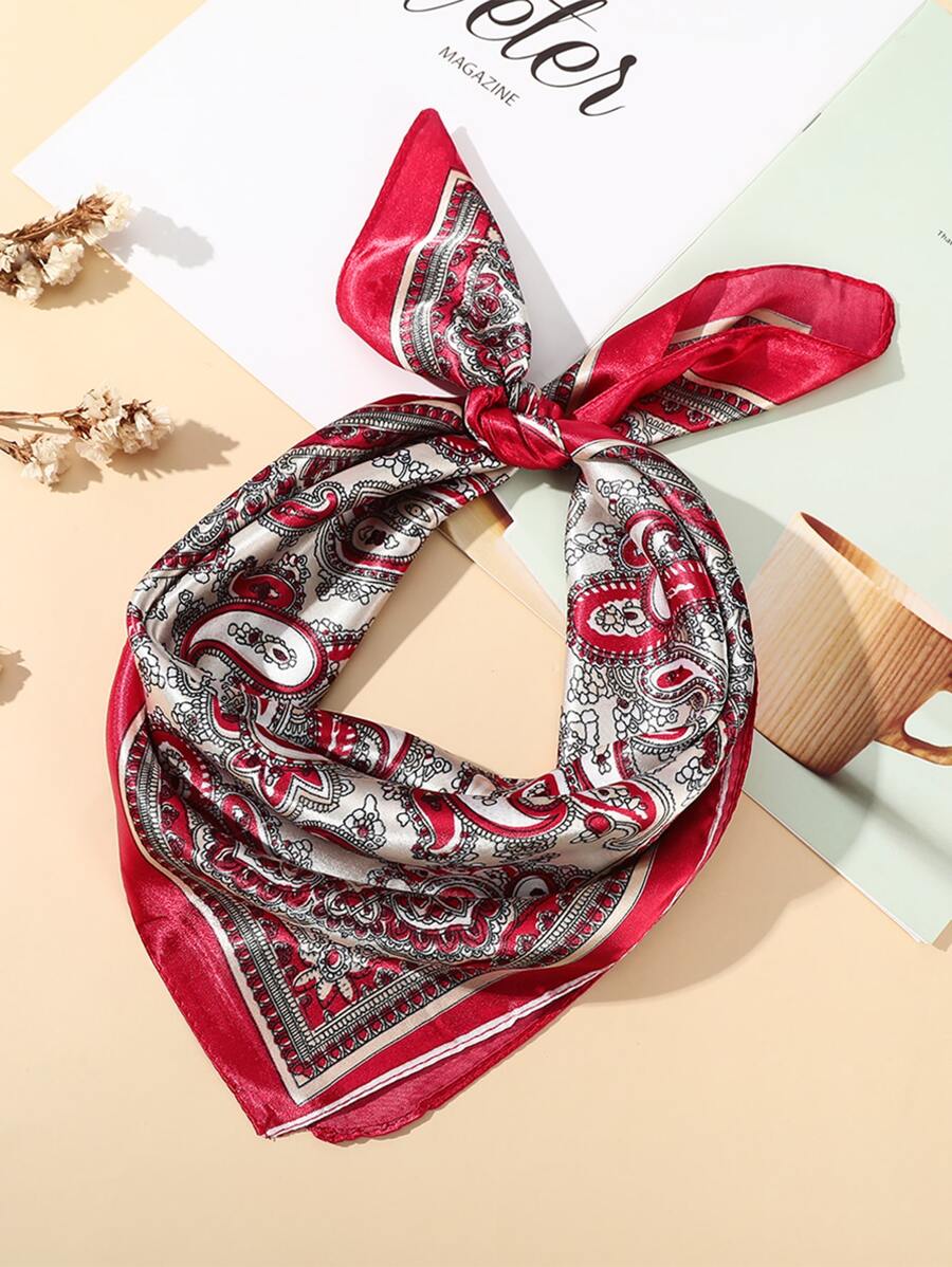 Banda de pelo con estampado de paisley - Rojo - Ver 1