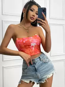 SHEIN MOOSTA Áo nữ Cà vạt nhuộm Gợi cảm - Nhiều màu - Xem 1