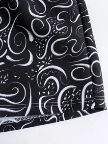 Shorts con estampado de cintura con cordón - Negro - Ver 4