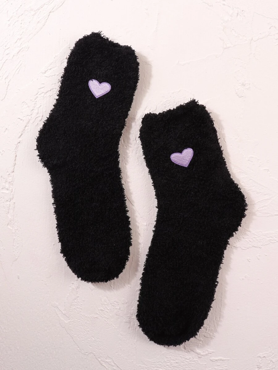 Vớ thủy thủ đoàn thêu hình trái tim - màu đen - Xem 1