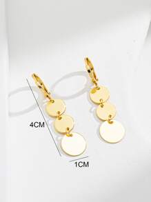 1pair Personalized Cute Round Disc Pendants Ear Cuff Earrings - Yellow Gold - View 3