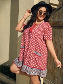 Đầm Plus Size Viên lá sen Hoa Boho - Nhiều màu - Xem 1