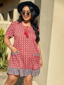 Đầm Plus Size Viên lá sen Hoa Boho - Nhiều màu - Xem 4