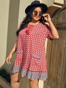 Đầm Plus Size Viên lá sen Hoa Boho - Nhiều màu - Xem 5