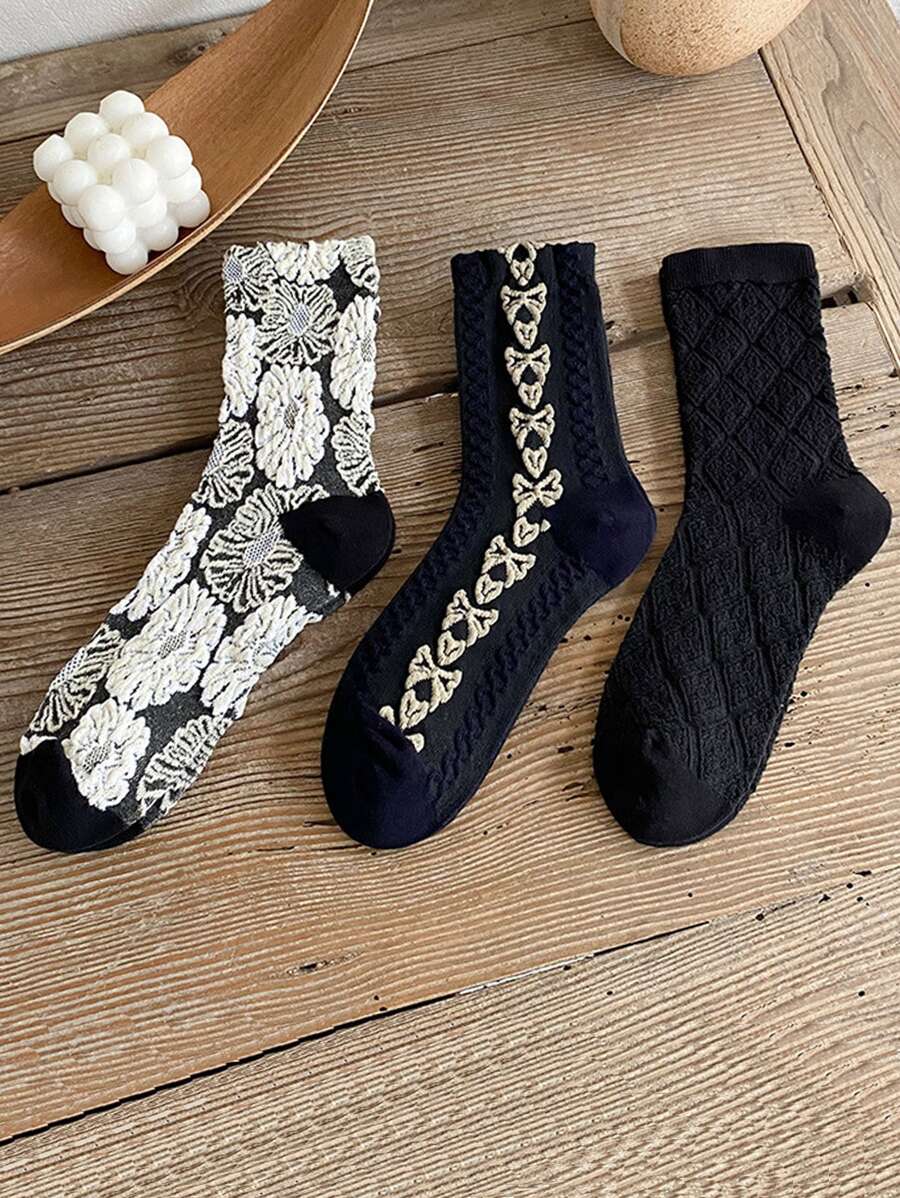 3 cặp Vớ hoa văn hình nơ - Nhiều màu - Xem 1