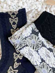 3 cặp Vớ hoa văn hình nơ - Nhiều màu - Xem 3