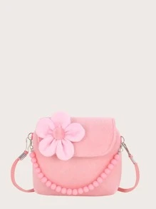 Girls Floral Decor Satchel Bag - Pink - View 1