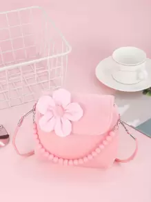 Girls Floral Decor Satchel Bag - Pink - View 3