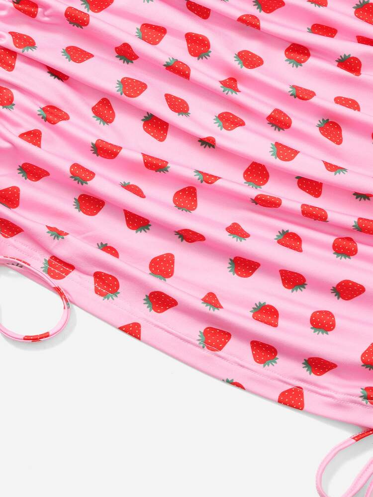 SHEIN Qutie Đầm Plus Size Dây kéo Thắt nút Xù Rau quả Tất cả trên in Boho - Nhiều màu - Xem 5