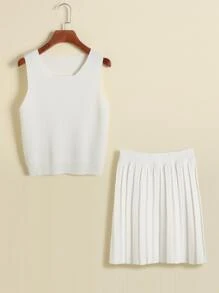 Bộ thời trang bé gái Xếp li màu trơn Giải trí - trắng - Xem 1