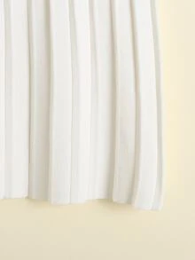 Bộ thời trang bé gái Xếp li màu trơn Giải trí - trắng - Xem 6