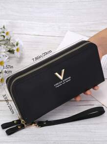 Ví khóa kéo đôi dành cho nữ, đựng nhiều loại thẻ, ví đựng tiền xu, bìa sổ séc, nhẹ, hiện đại, kinh doanh, thẻ tín dụng, thẻ căn cước, tiền mặt, ví dài, trang phục công sở, ngày nhà giáo, quà tặng cho giáo viên, công việc, đi làm, du lịch, ngày lễ, văn phòng, kỳ nghỉ, kỷ niệm, cho cặp đôi, cho quà tặng sinh nhật, ngày lễ tình nhân, cho quà tặng cho phụ nữ, cho nhân viên văn phòng nữ, ví đeo tay - màu đen - Xem 3