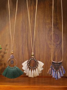 EMERY ROSE 3入組流蘇吊墜項鍊 - 彩色 - 查看 2