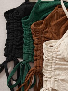 SHEIN Unity 4入組褶邊側抽繩吊帶上衣 - 彩色 - 查看 3