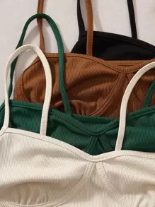 SHEIN Unity 4入組褶邊側抽繩吊帶上衣 - 彩色 - 查看 6