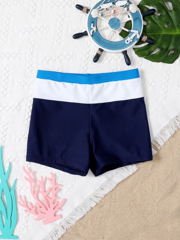Tween Boy Color Block Swim Shorts Summer Holiday Summer Black Swim Bohemian Summer Holiday Cute