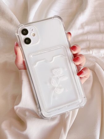Funda para móvil floral con ranura de tarjeta
