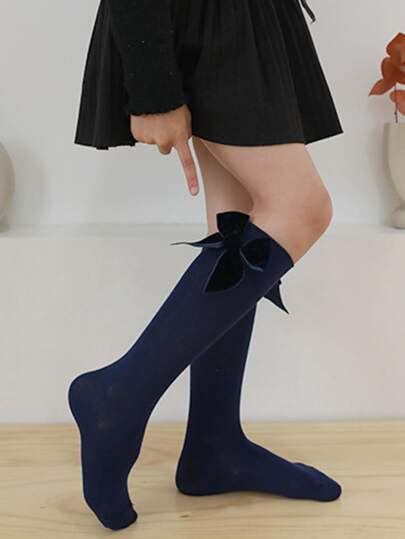Niñas Calcetines altos con diseño de lazo