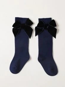 Toddler Girls Bow Decor Over The Calf Socks