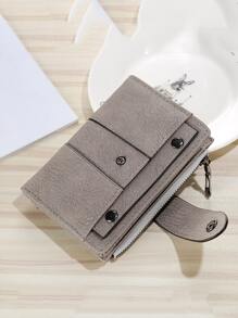 Women's Artificial Leather Frosted Mini Wallet Solid Retro Coin Purse Card Holder Lightweight Large Capacity Short Wallet Business Casual Work Business Commute Office For On Valentine Day For Birthday Gift For Female White-Collar Workers - Grey - View 6