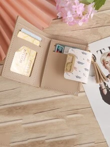 Tassel Decor Leaf Graphic Purse - Khaki - View 2