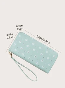 Daisy Floral Graphic Purse With Wristlet - Green - View 5