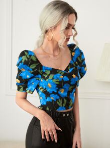 SHEIN Unity Áo sơ mi nữ Trọn gói Dây kéo Hoa Tất cả trên in Thanh lịch - Nhiều màu - Xem 3