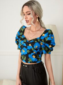 SHEIN Unity Áo sơ mi nữ Trọn gói Dây kéo Hoa Tất cả trên in Thanh lịch - Nhiều màu - Xem 4