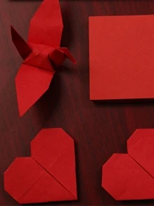 100pcs Plain Origami Paper - Red - View 5
