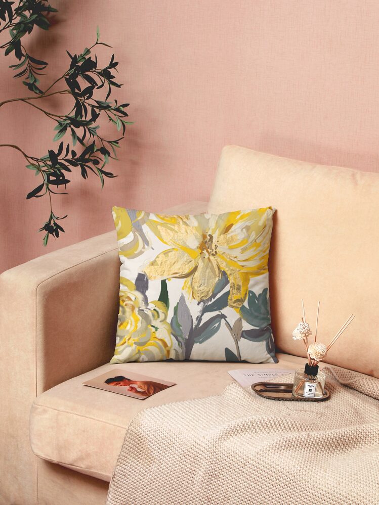 1入組花卉印花靠墊套無填充物現代滌綸方形抱枕套適用於臥室沙發家居裝飾 - 彩色 - 查看 3