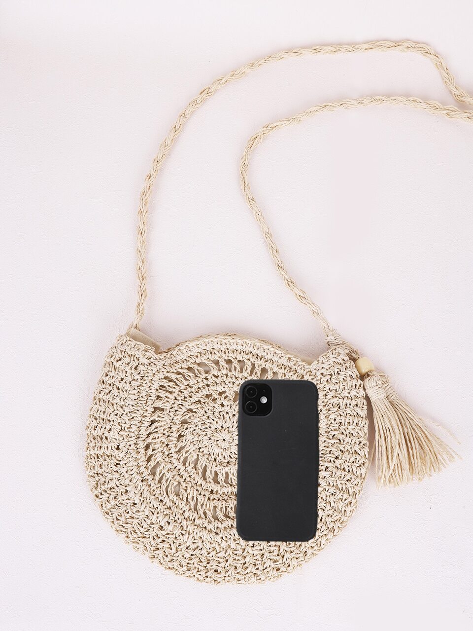 Tassel Decor Straw Bag, Eye-Catching Beach Bag Summer