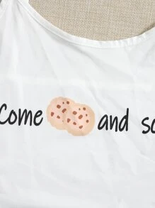 字母和曲奇圖案睡衣套裝 - 黑與白 - 查看 3