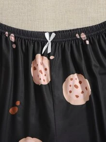 字母和曲奇圖案睡衣套裝 - 黑與白 - 查看 4