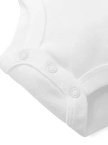 Baby 5pcs Solid Round Neck Bodysuit - White - View 5