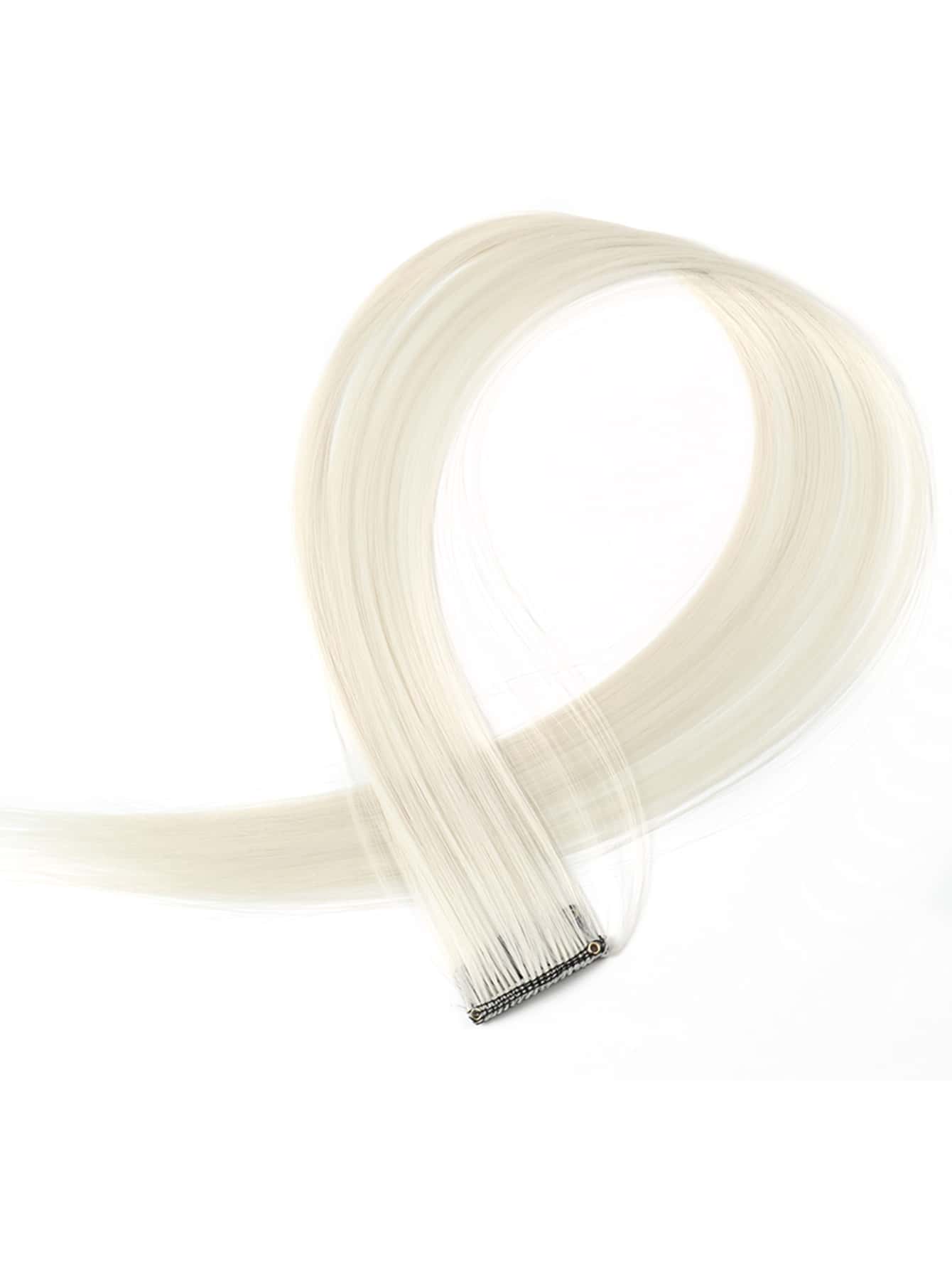 彩色接髮 22 英寸直髮彩色夾式接髮彩虹派對亮點女孩合成假髮 - 白色 - 查看 2