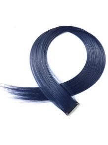 彩色接髮 22 英寸直髮彩色夾式接髮彩虹派對亮點女孩合成假髮 - 藏蓝色 - 查看 2