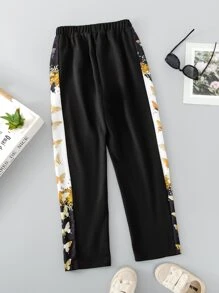 Niñas Pantalones con estampado de mariposa - Negro - Ver 2