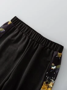 Niñas Pantalones con estampado de mariposa - Negro - Ver 4