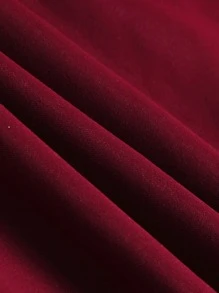 Girls Contrast Panel Puff Sleeve Half Button Shirt Dress - Burgundy - View 3